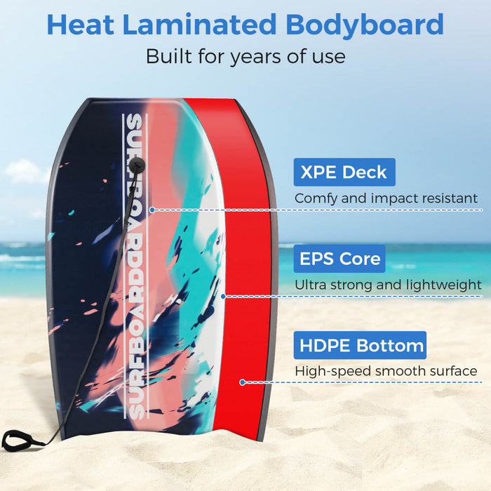 Costway 37\" Lightweight Body Board With Eps Core Xpe Deck Hdpe Bottom Crescent Tail Multi-color