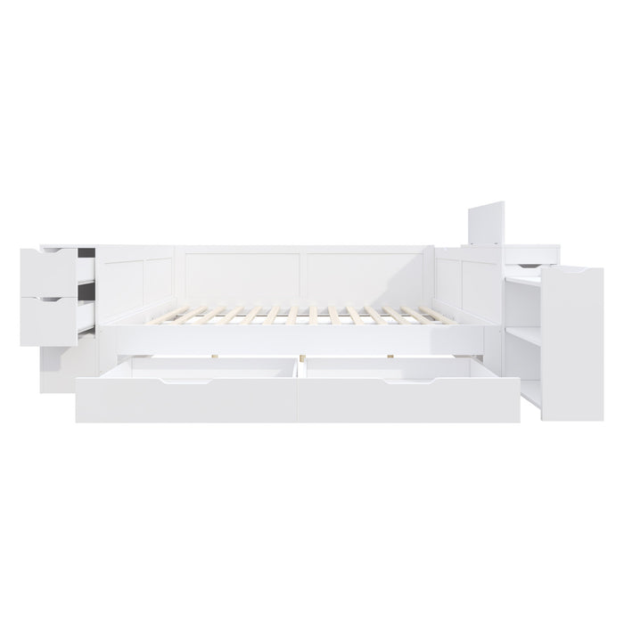 Mason Daybed with Headboard Storage and Multifunctional Storage Bed Frame,Full Size,White