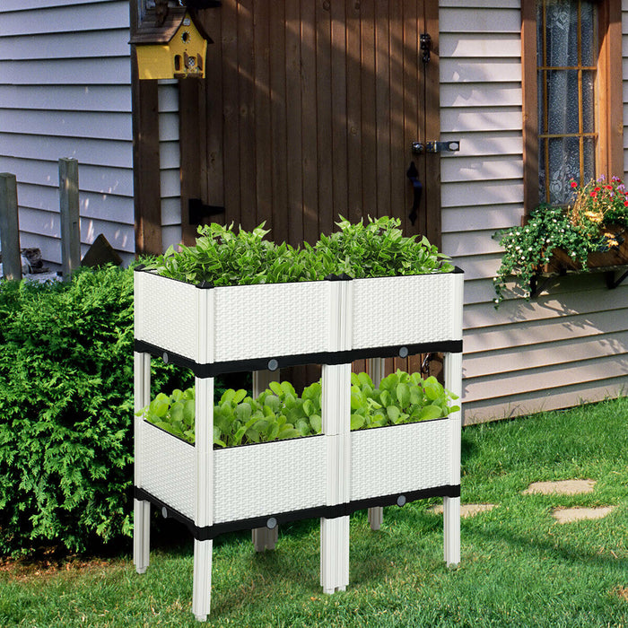 Costway Set Of 4 Raised Garden Bed Elevated Flower Vegetable Herb Grow Planter Box White