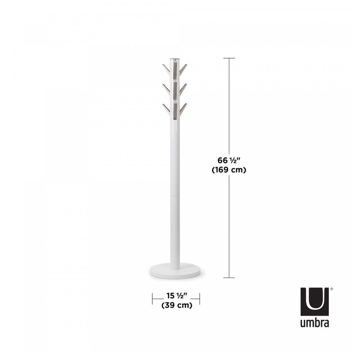 Umbra Modern Wood Flapper Coat Rack - White