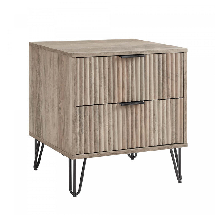 Dumbo Modern 20\" Fluted Nightstand in Rustic Gray (2-Drawer)