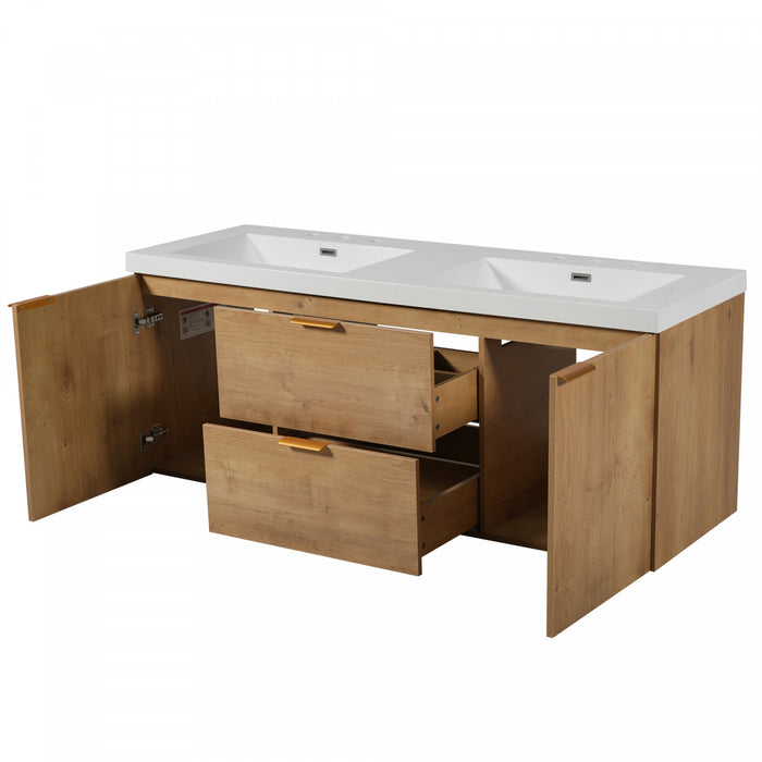 Hudson 59.3-Inch Double Sink Bathroom Vanity with Soft-Close Storage,Wood
