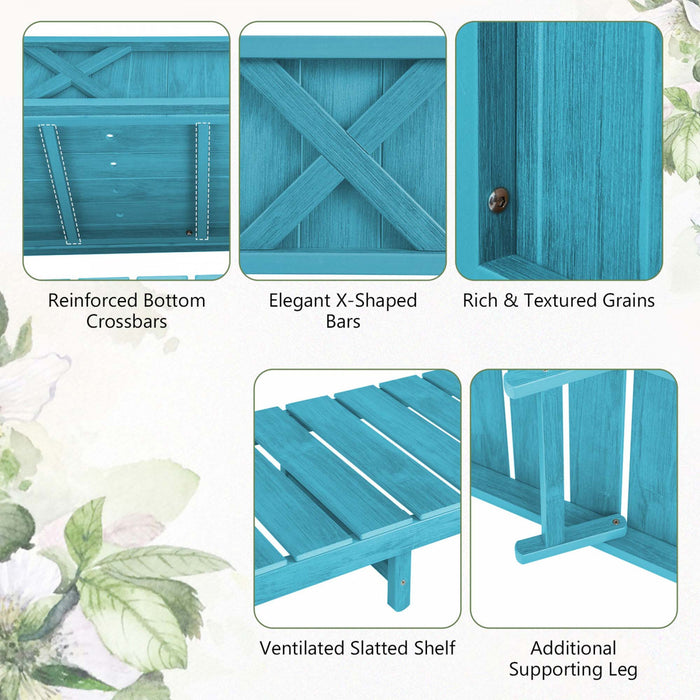 Costway Hips Raised Garden Bed Poly Wood Elevated Planter Box With Legs, Storage Shelf Blue