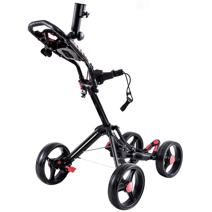 Costway 4 Wheel Golf Pull Push Cart Trolley Club Umbrella Scorecard Drink Holder