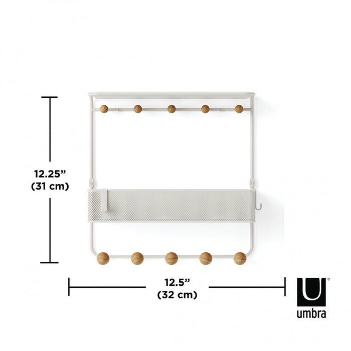 Umbra Estique Shelf with Hooks - White