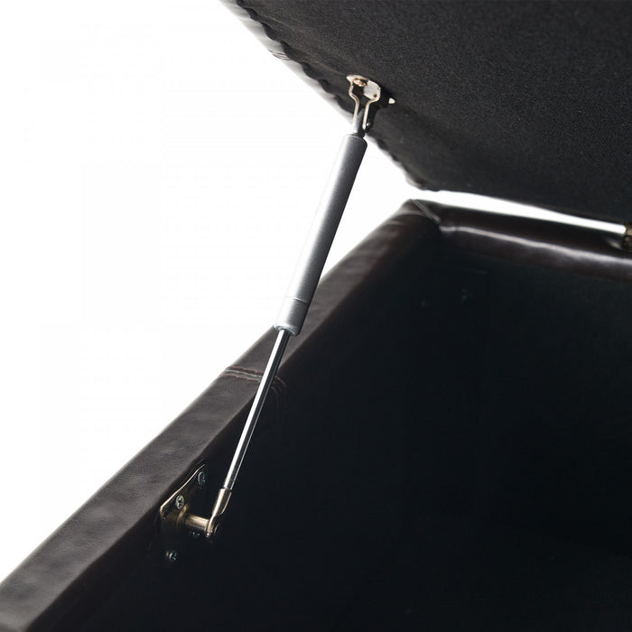 Liam 34.25\" Large Square Faux Leather Ottoman Coffee Table with Storage,Chocolate