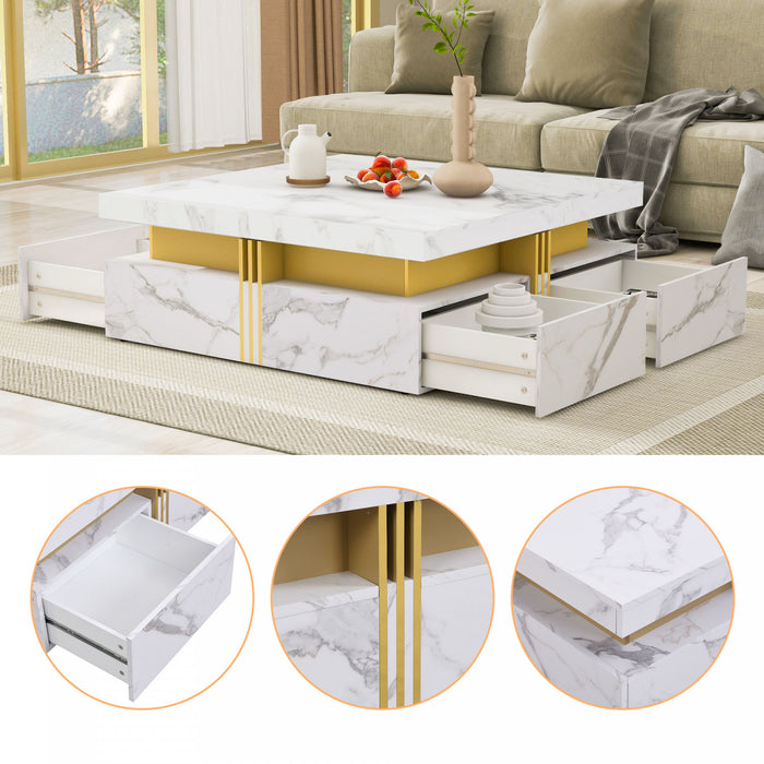 Marcia 33.5\" Square Engineered Wood Coffee Table With Storage Drawers, White