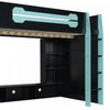Olivia Wood Loft Bed with Desk and Multi-storage Shelves,RGB Light,Blue Full Bed | Olivia Lit mezzanine en bois avec bureau et etageres de rangement multiples, Lumiere RGB, Bleu
