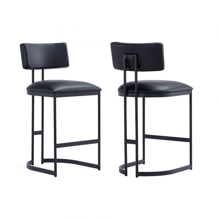 Juno Contemporary Modern Vegan Leather Metal Counter Stool in Black