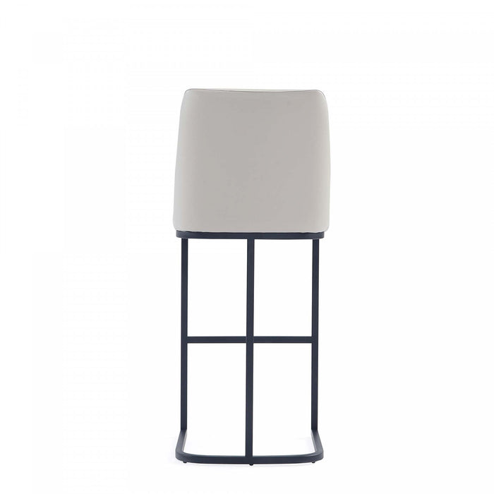 Serena Modern Metal Upholstered Barstool in Light Gray - Set of 3 Bar Stool