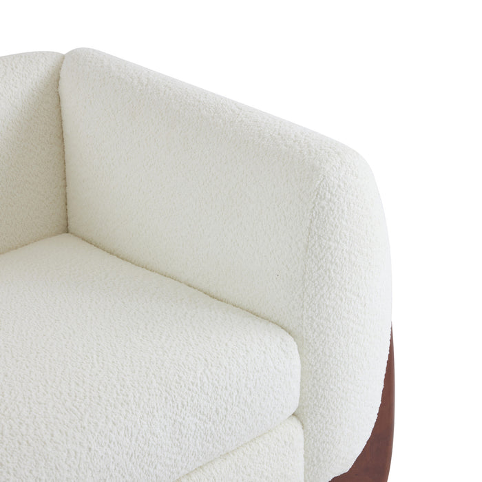 Harold 82.75\" Wood Boucle Sherpa 3-Seater Sofa,Beige Loveseat