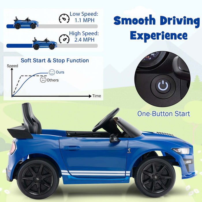 Costway 12v Licensed Ford Mustang Shelby Gt500 Kids Ride On Car With Remote Control Navy