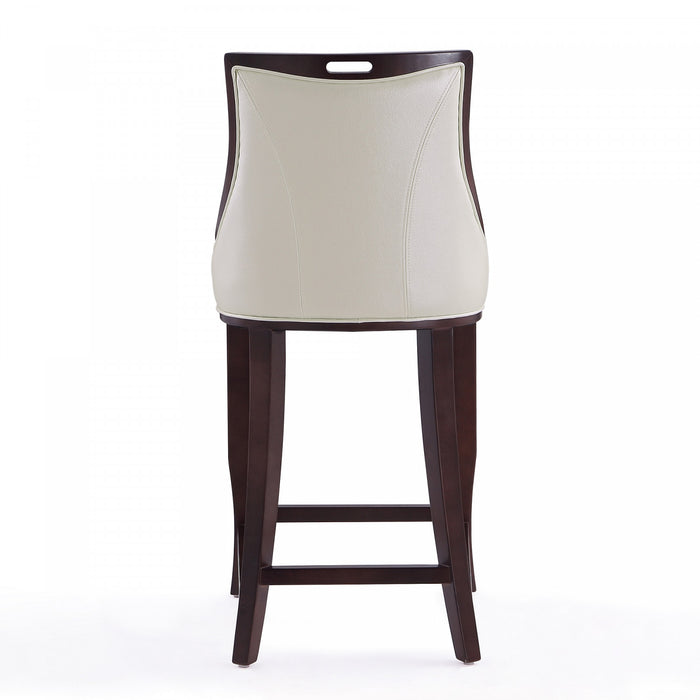 Emperor Traditional Wood Upholstered Barstool in Pearl White - Set of 3