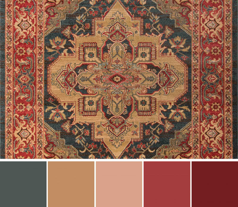 Lux Traditional 7'10\" x 9'10\" Area Rug in Blue Indoor Area Rug