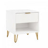 Dumbo Modern 20" Fluted Nightstand in White (1-Drawer) | Table de nuit moderne Dumbo 20" a cannelures en blanc (1 tiroir)