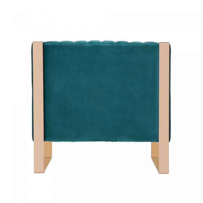 Trillium Mid-Century Modern Velvet Lounge Chair in Teal - Set of 2