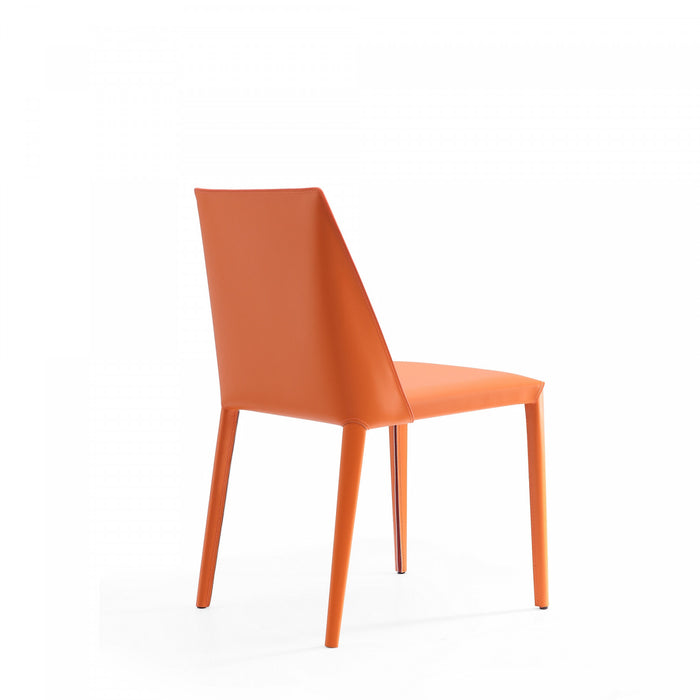 Paris Modern Vegan Leather Dining Chair in Coral - Set of 4