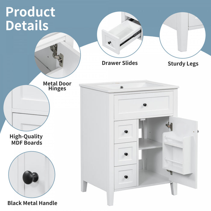 Aura 48 Inch Double Sink Vanity Combo with Drawers and Cabinet, White