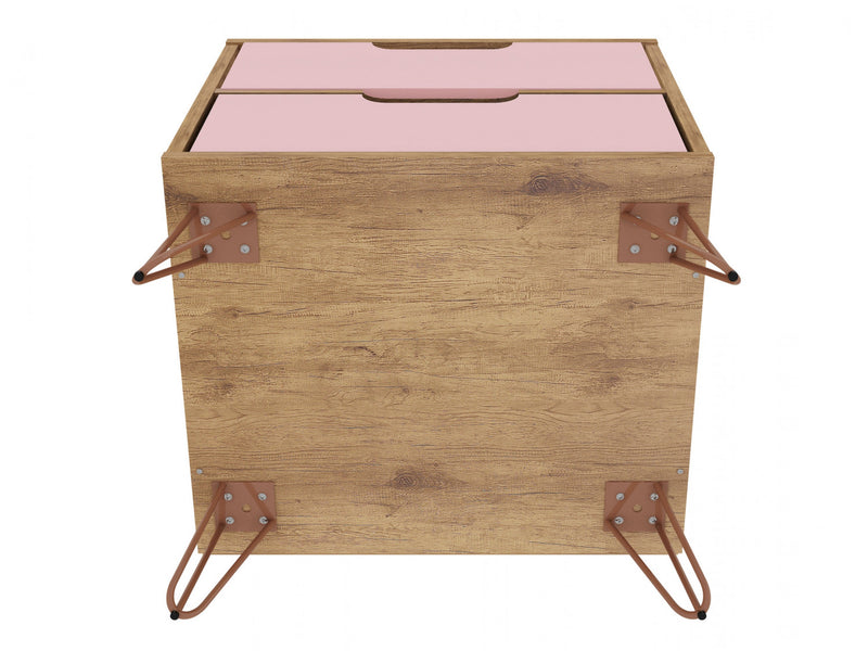 Rockefeller Mid-Century Modern 20\" Nightstand in Pink (2-Drawer) - Set of 2
