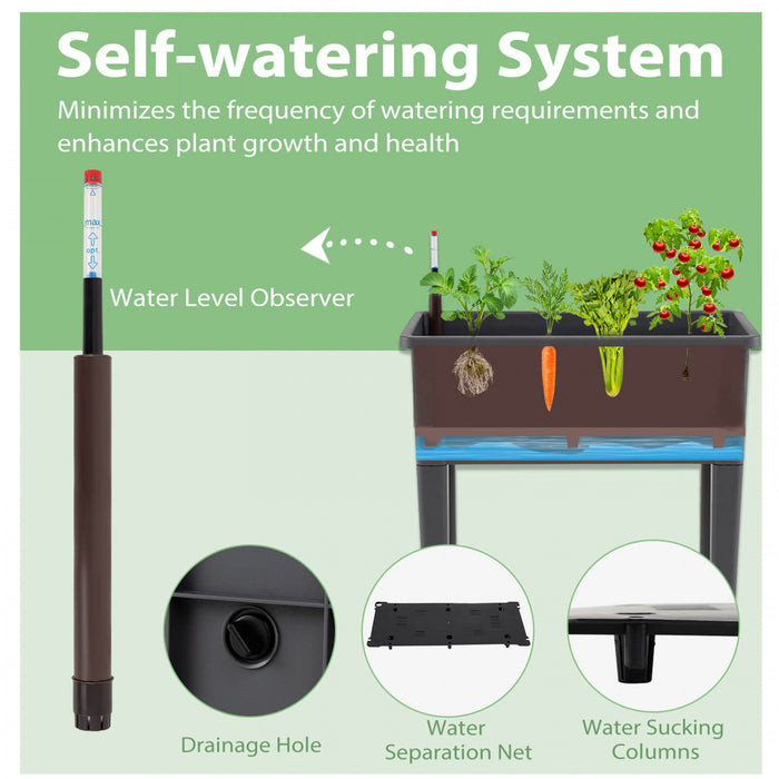 Costway Raised Garden Bed Planter Box With Climbing Trellis Water Level Indicator