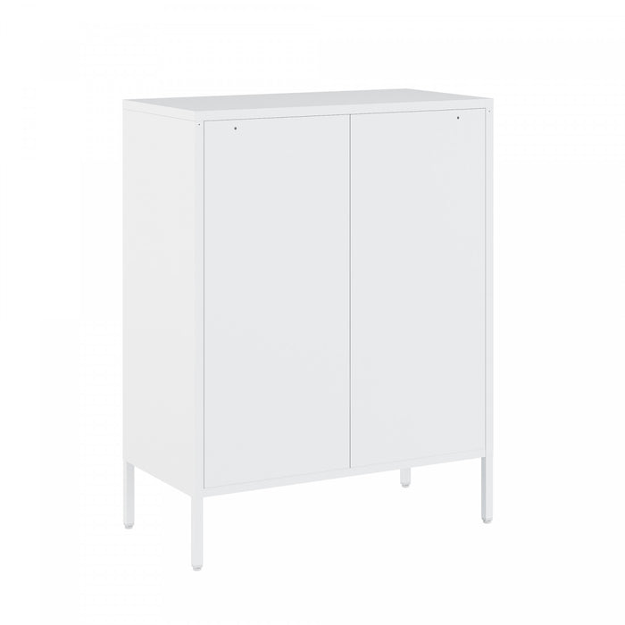 Naomi Modern 32\" Metal Accent Cabinet in White Armoire