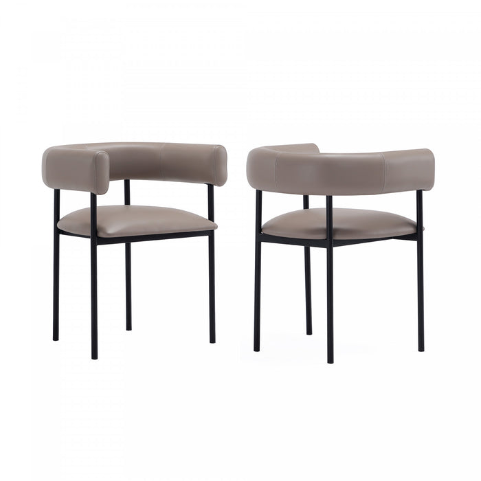 Onda Contemporary Vegan Leather Metal Dining Chair in Taupe