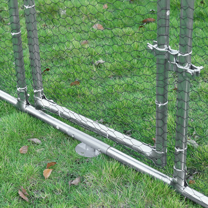 Pawhut 9.2' X 18.7' Metal Chicken Coop, Galvanized Walk-in Hen House, Poultry Cage Outdoor Backyard With Waterproof Uv-protection Cover For Rabbits, Ducks