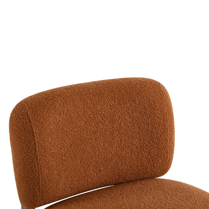 Coco Modern Boucle Lounge Chair with Solid Wood Frame, Orange