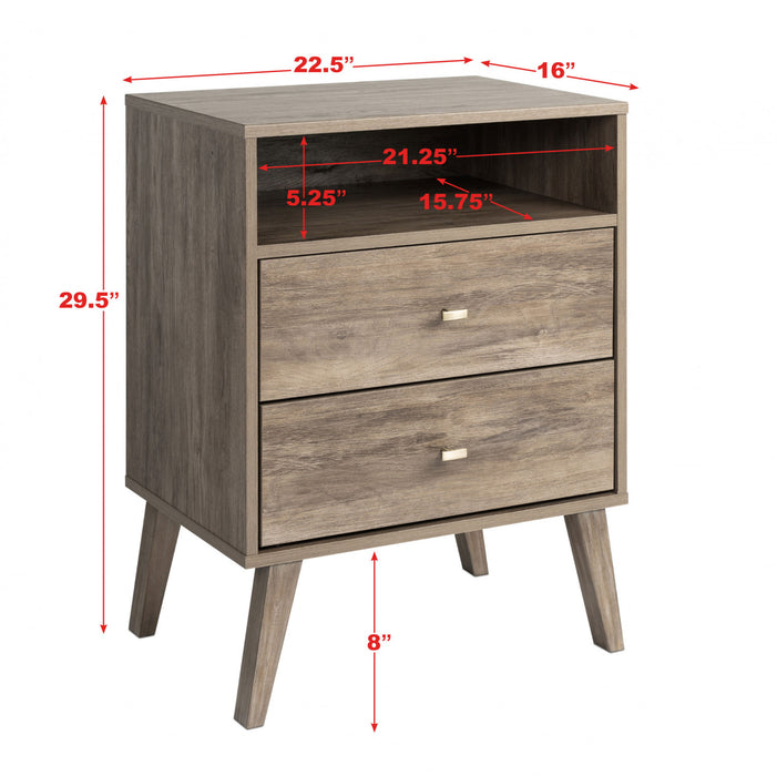 Milo 2-Drawer Tall Nightstand - Drifted Grey