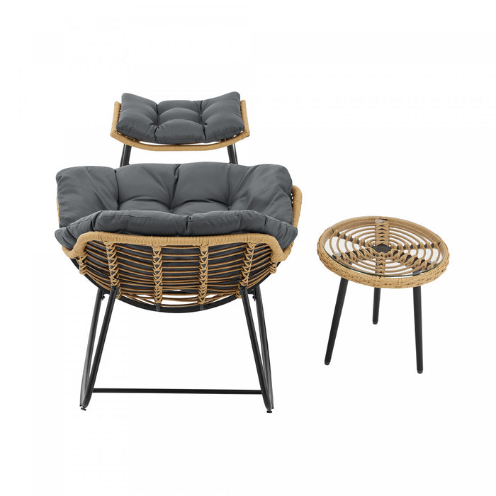 Benson Modern 3-Piece Lounge Chair Set in Gray - Set of 6