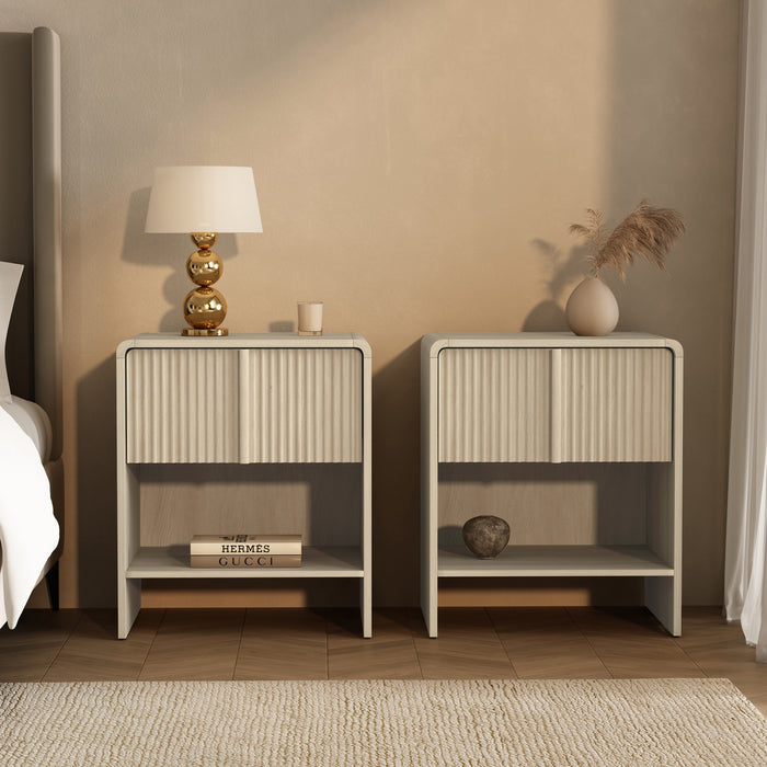 Novara Contemporary 22\" Nightstand in Whitewashed Oak (1-Drawer)