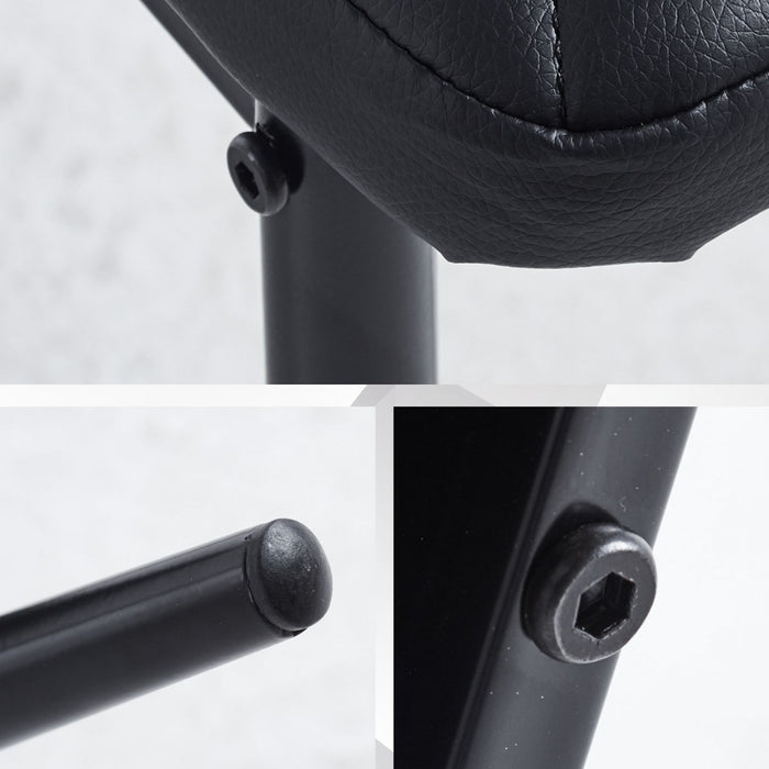 Ava Modern Diamond Grid Pattern Dining Chair Set (4-Pack) with Fireproof Leather and Metal Frame,Black