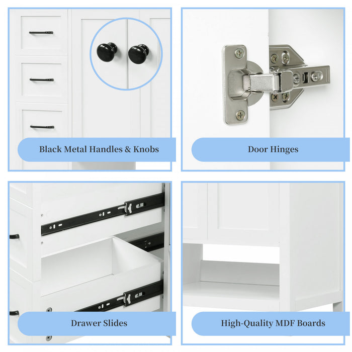 Oakmere 36 Inch Single Sink Bathroom Vanity with Two Doors and Two Drawers, White