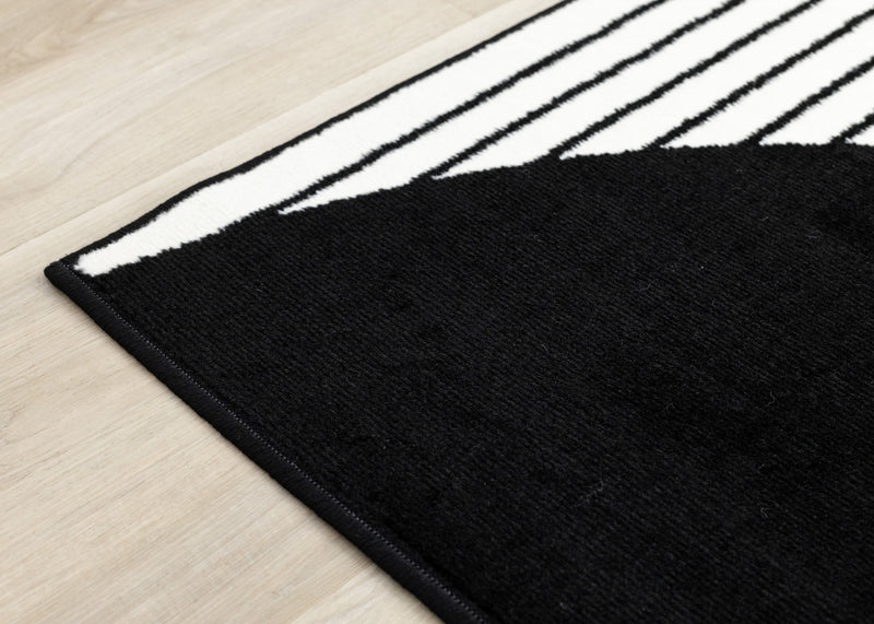 Florence Black White Stripes and Hollow Circle Modern Design, 2'7\" x 4'11\" Indoor Area Rug