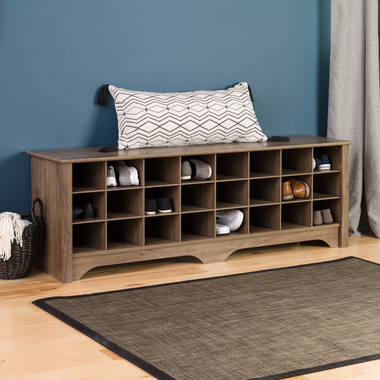 Twenty Four Pair Shoe Storage Cubby Bench Drifted Grey The Brick