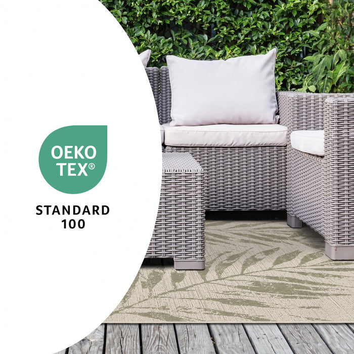 Jackson Taupe White Elegant Border Outdoor Rug, 7'10\" x 10'6\" Outdoor Area Rug