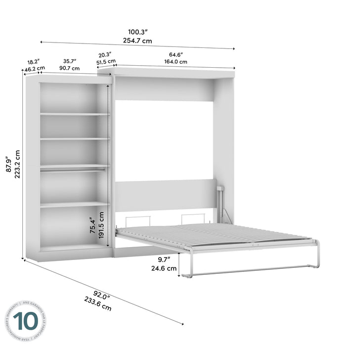 Bestar Pur Queen Murphy Bed with Closet Organizer (101 W) - Rustic Brown
