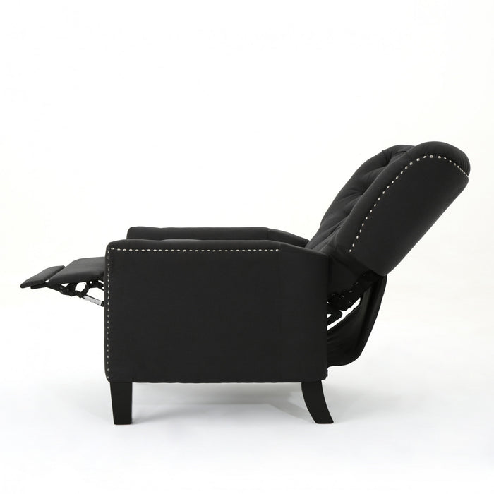 Lily Linen-look Fabric Push Back Recliner Chair With Rivet Accents,antique Dark Grey Accent Chair