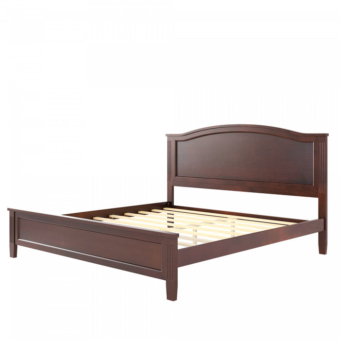 Benson Full Size Solid Wood Platform Bed with Stylish Headboard, Brown