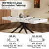 FlexDine 55-71 Inch Rectangular Extendable Dining Table with Cross Legs and Marble Effect Finish, White Marble | FlexDine Table a Manger Rectangulaire Extensible 55-71 po avec Pieds Croises et Finition Effet Marbre, Marbre Blanc
