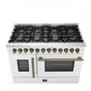 Forno Galiano 48" French Door Dual Fuel Range,White, 6.58 cu.ft. Double Ovens-FFSGS6356-48WHT | Cuisiniere a double combustible Galiano de 48 po, blanche, doubles fours de 6,58 pi³ – FFSGS6356-48WHT