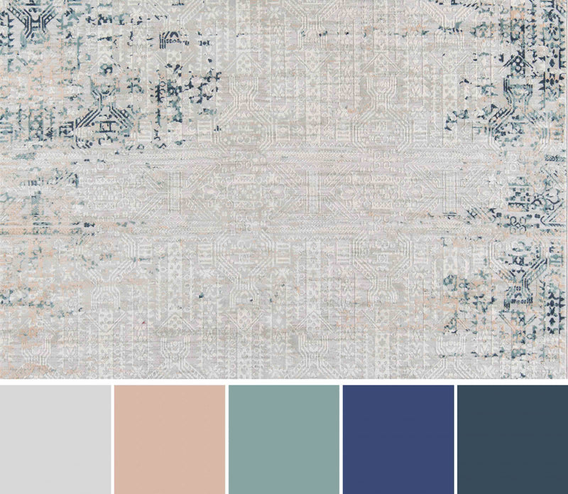 Amber Traditional 5'1\" x 7'7\" Area Rug in Grey Indoor Area Rug