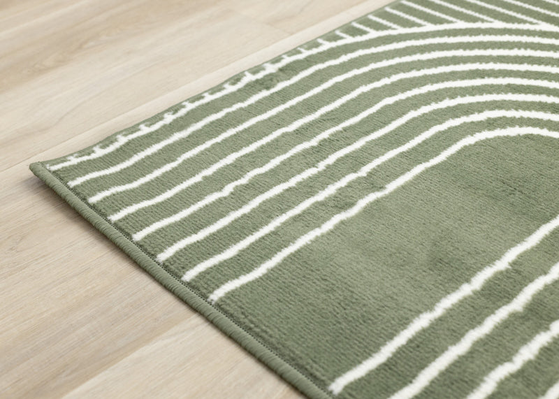 Florence Green White Modern Geometric Arches Rug, 4'7\" x 6'7\" Indoor Area Rug