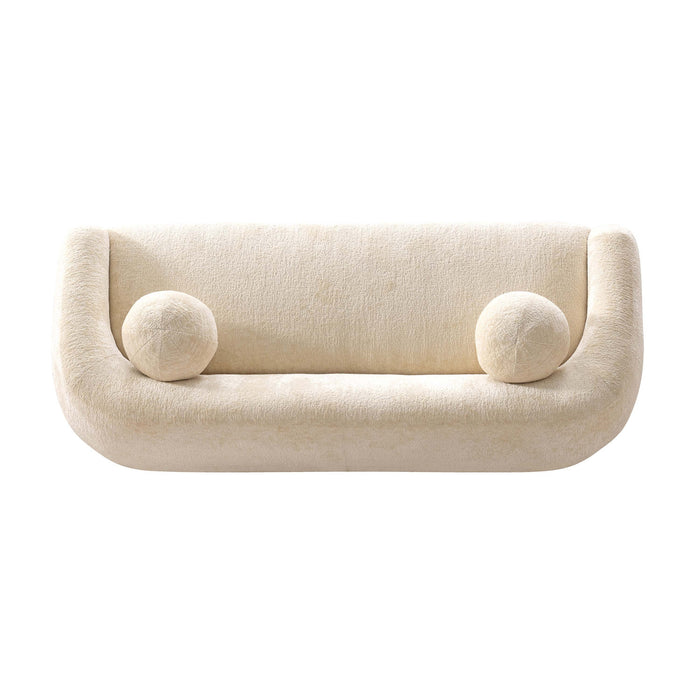 Tribeca Mid-Century Modern 86\" Chenille Sofa in Cream