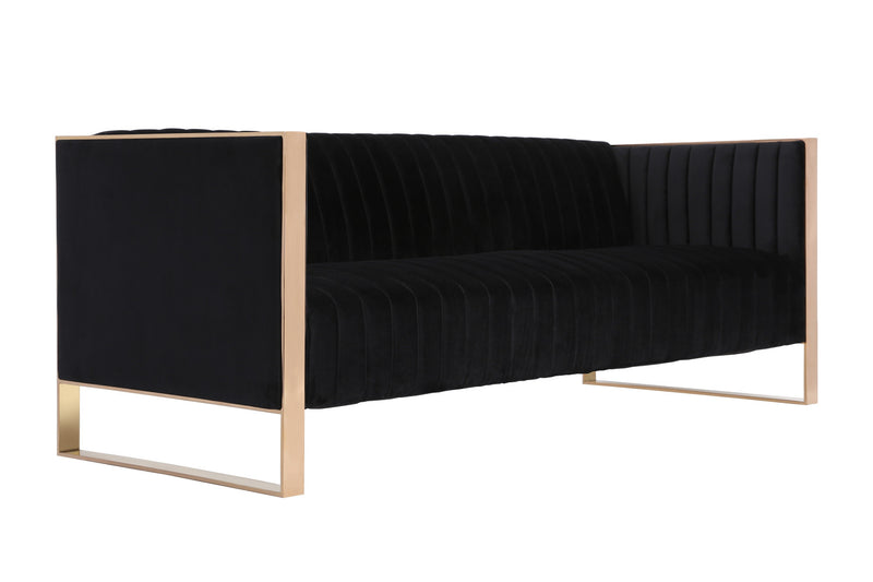 Trillium Mid-Century Modern 3-Piece Sofa Set in Black