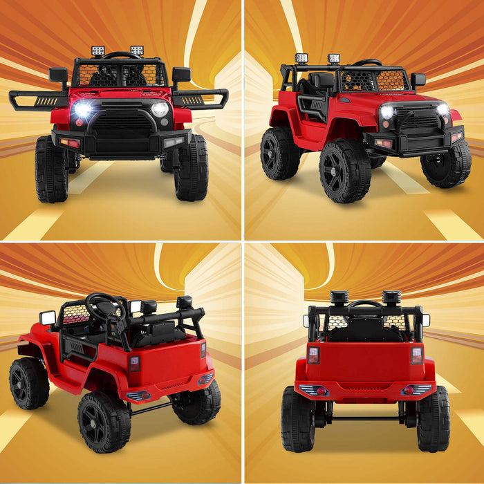 Costway 12v Kids Ride On Truck Car Electric Vehicle Remote With Music & Light Red