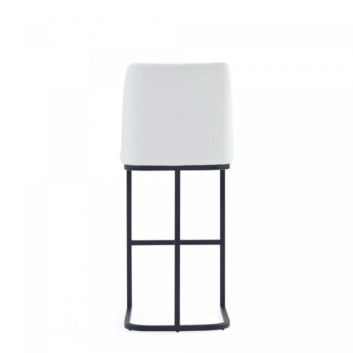 Serena Modern Metal Upholstered Barstool in White - Set of 2 Bar Stool