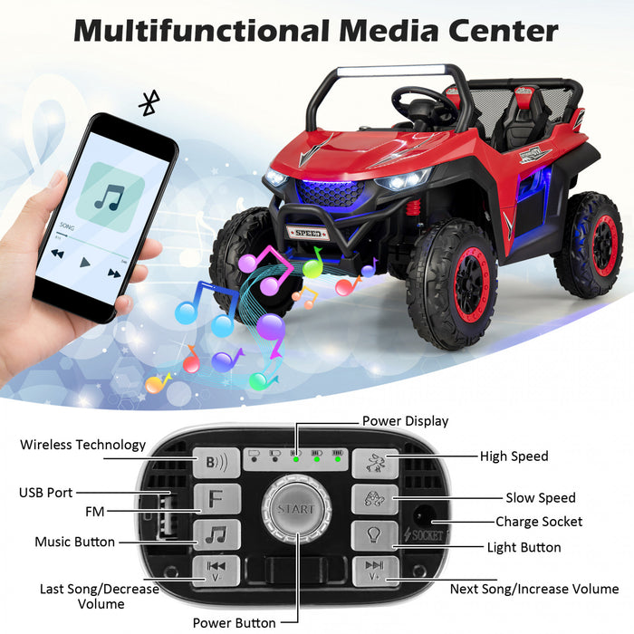 Costway 12v 2-seater Kids Ride On Utv Rc Electric Vehicle Suspension W/ Lights & Music