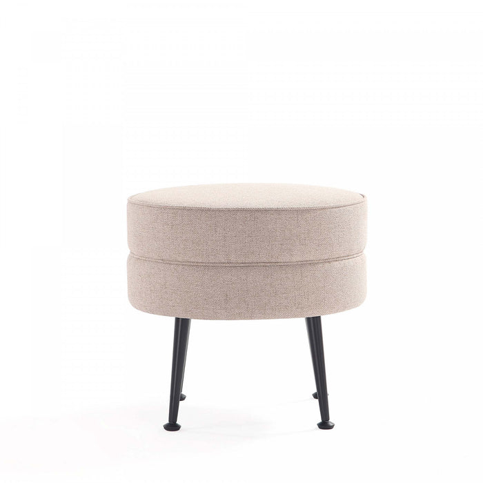 Bailey Mid-Century Modern Upholstered Accent Ottoman in Wheat