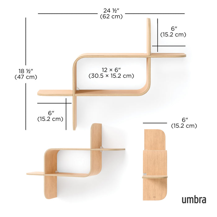 Umbra Modern Wood Montage Wall Shelf - Natural